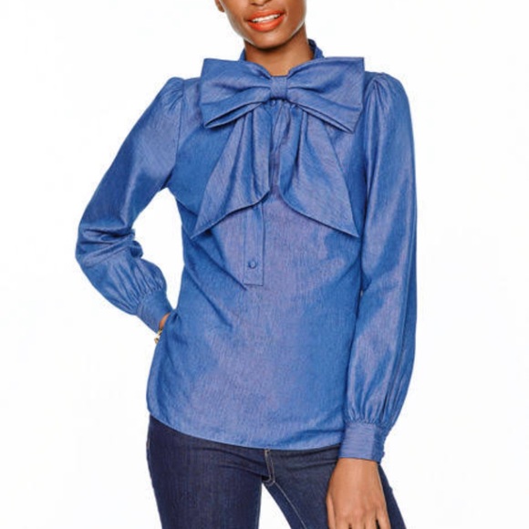 Kate Spade Chambray Bow Buttonup Blouse 